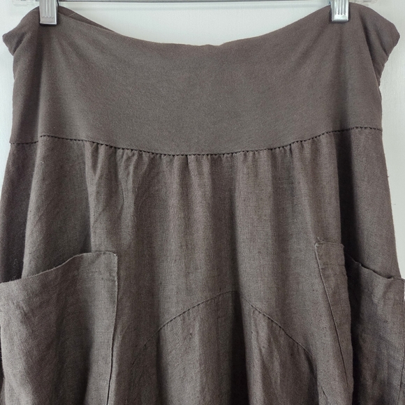 Inizio Brown Magic linen Skirt - Picture 3 of 8